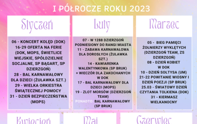 Zdjęcie do Kalendarz zaplanowanych wydarzeń kulturalno - sportowych na rok 2023 w Gminie Dzierzgoń